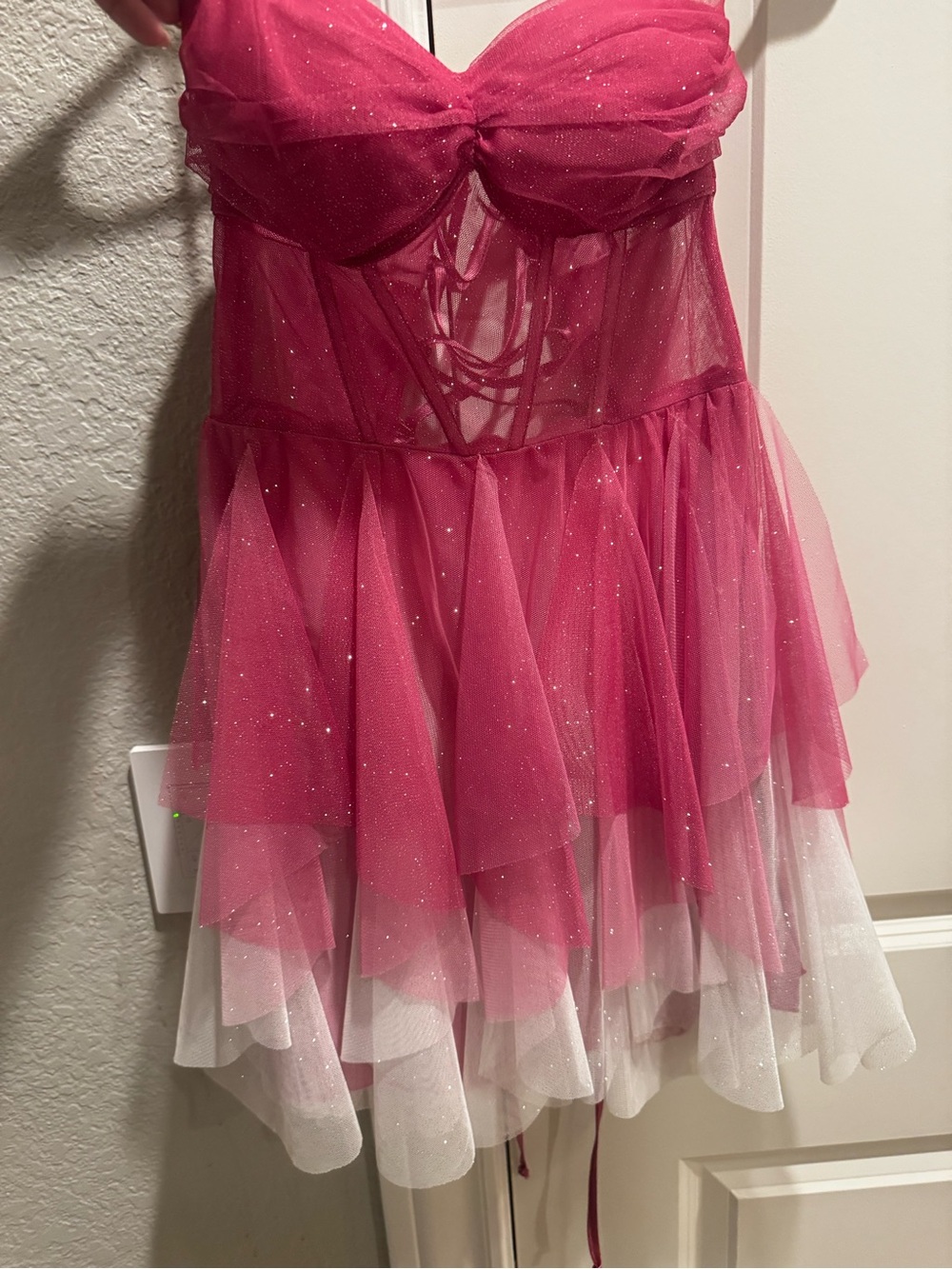 Pink Sparkle Layered Cocktail Dress